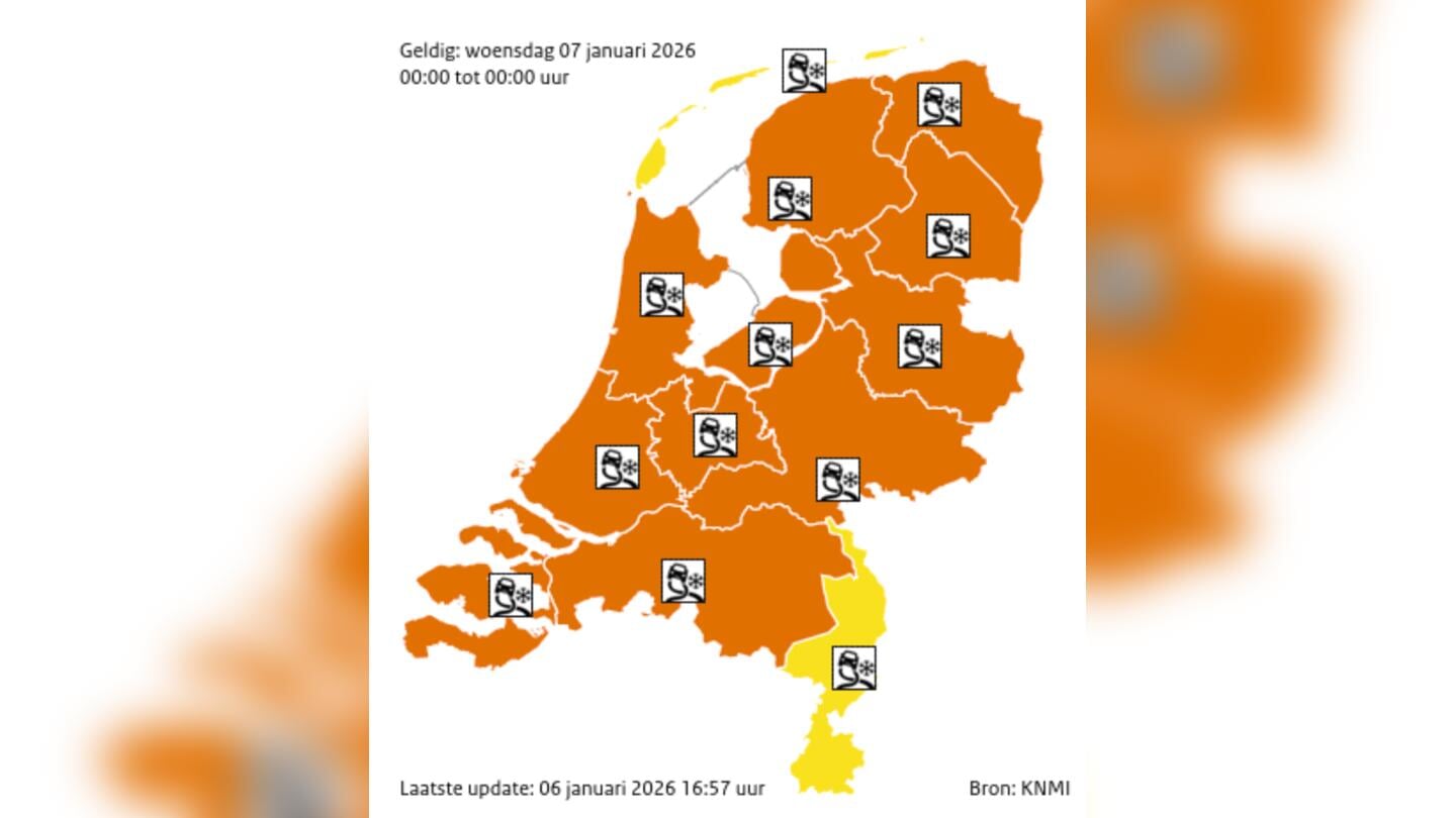 KNMI code rood vandaag 9 januari 2026 zo beleeft Nederland de winterstorm