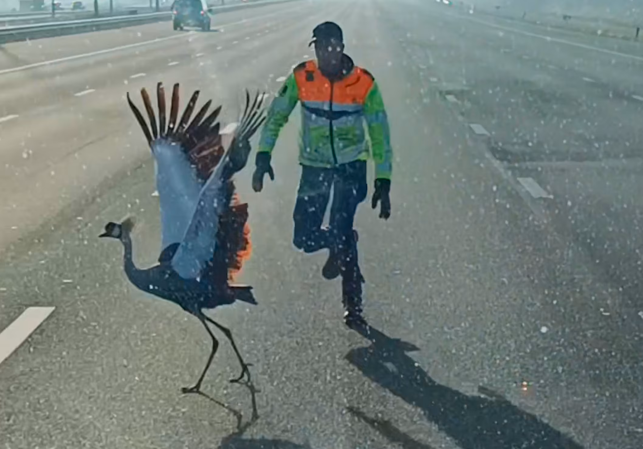 Kroonkraanvogel gevangen bij Mijdrecht na verlies partner