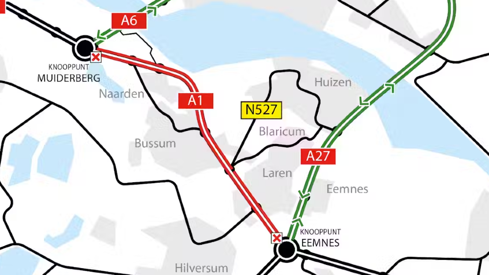 A1 afgesloten door werkzaamheden en ongevallen: update NL verkeer